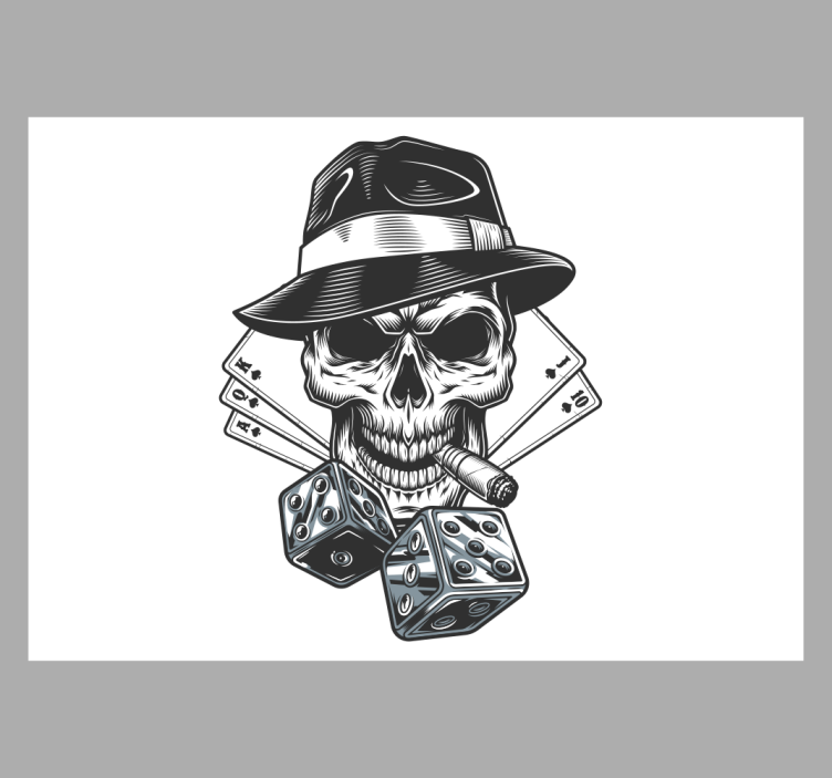Rulou geam alb carton cu zaruri și craniu - TenStickers