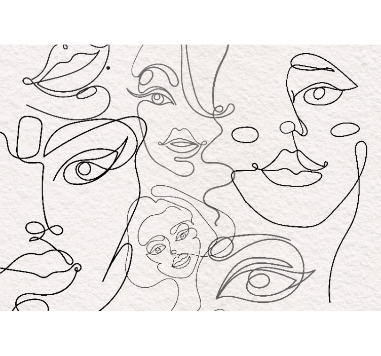 Rulou geam alb cu desen minimalist al fețelor - TenStickers