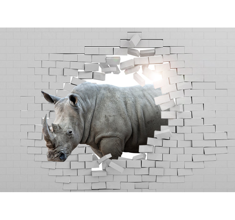 Rulou geam alb rinocer 3d - TenStickers