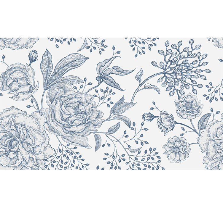 Rulou geam alb design floral retro - TenStickers