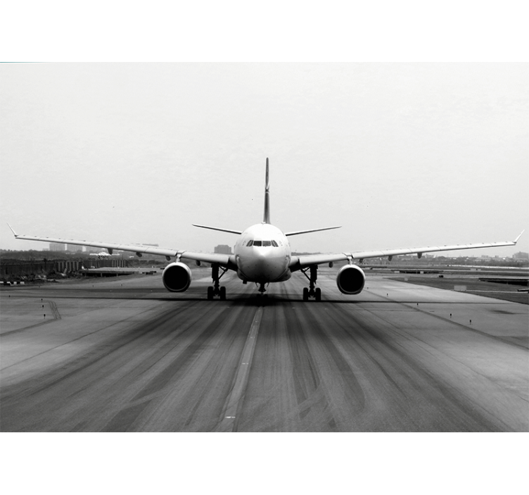 Rulou geam gri avioane pe pista de decolare - TenStickers