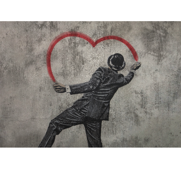 Rulou geam gri graffiti cu inima banksy - TenStickers