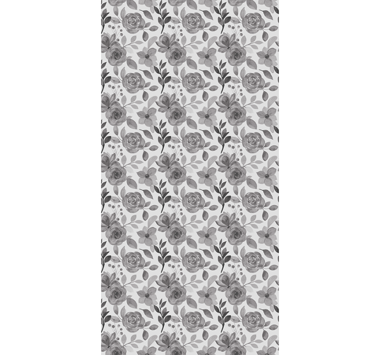 Rulou geam floral florale gri elegante - TenStickers
