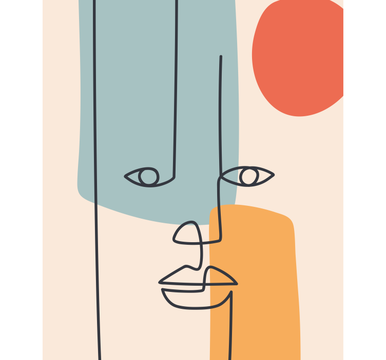 Rulou geam cu desene conturul abstract al feței - TenStickers