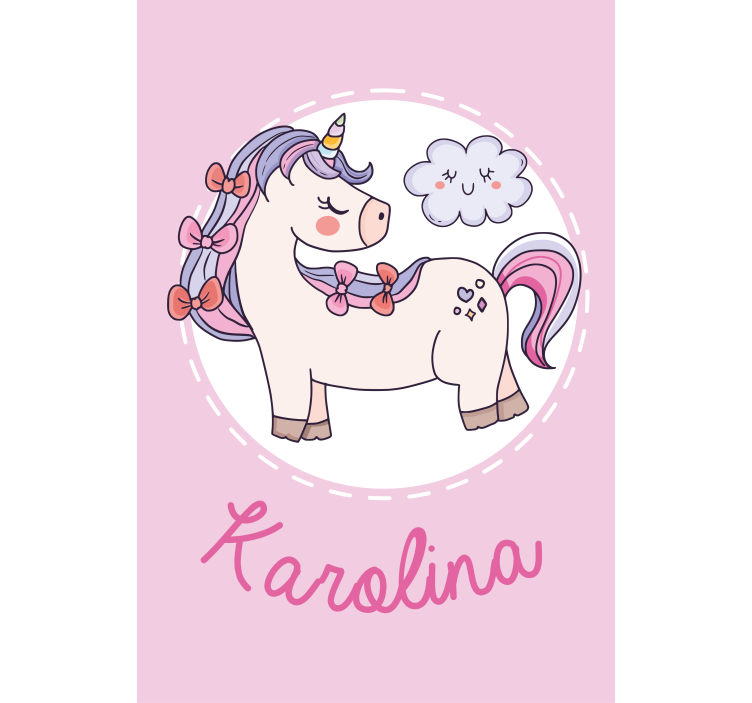 Unicorn roz cu nume personalizat tipărit Rulouri - TenStickers