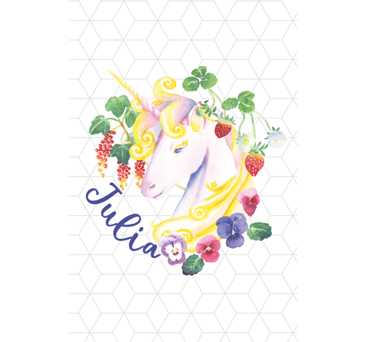 Cap de unicorn peste dale hexagonale copii Ruloui - TenStickers