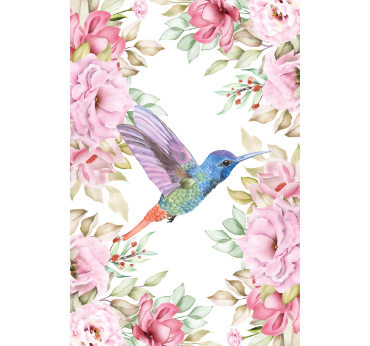 Rulou geam flori și plante colibri printre trandafiri - TenStickers