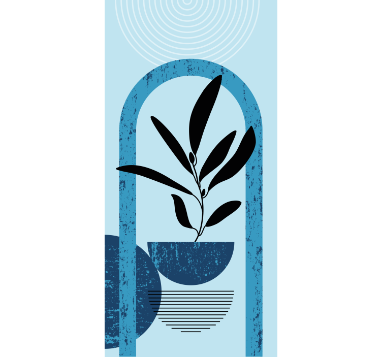 Rulou geam flori și plante ghiveci stilat albastru - TenStickers