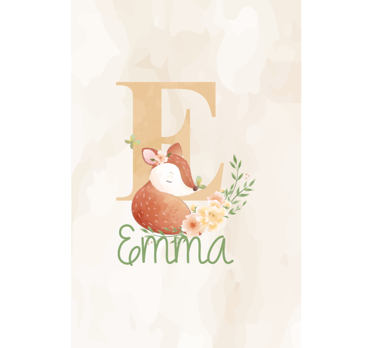 Rulou geam pentru copii vulpe cu inițială și nume - TenStickers