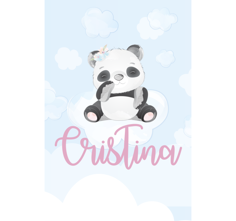 Rulou geam pentru copii pui de panda stând cu nume - TenStickers
