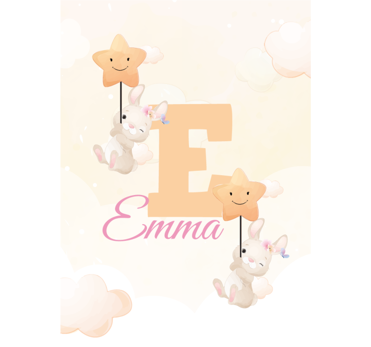 Rulou geam pentru copii iepurași cu stele cu nume - TenStickers