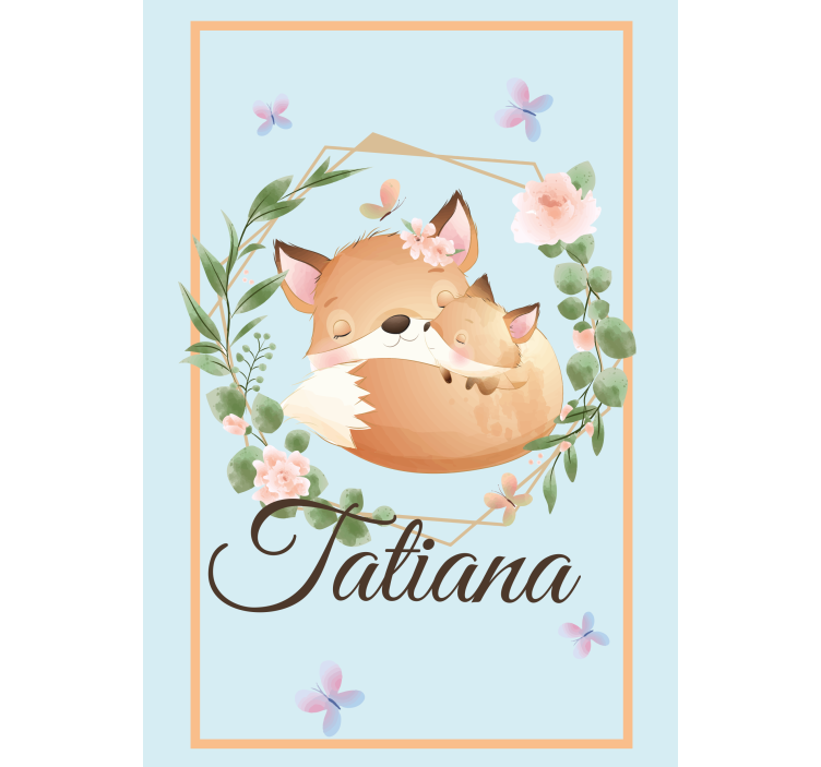 Rulou geam pentru copii familie de vulpi cu nume - TenStickers