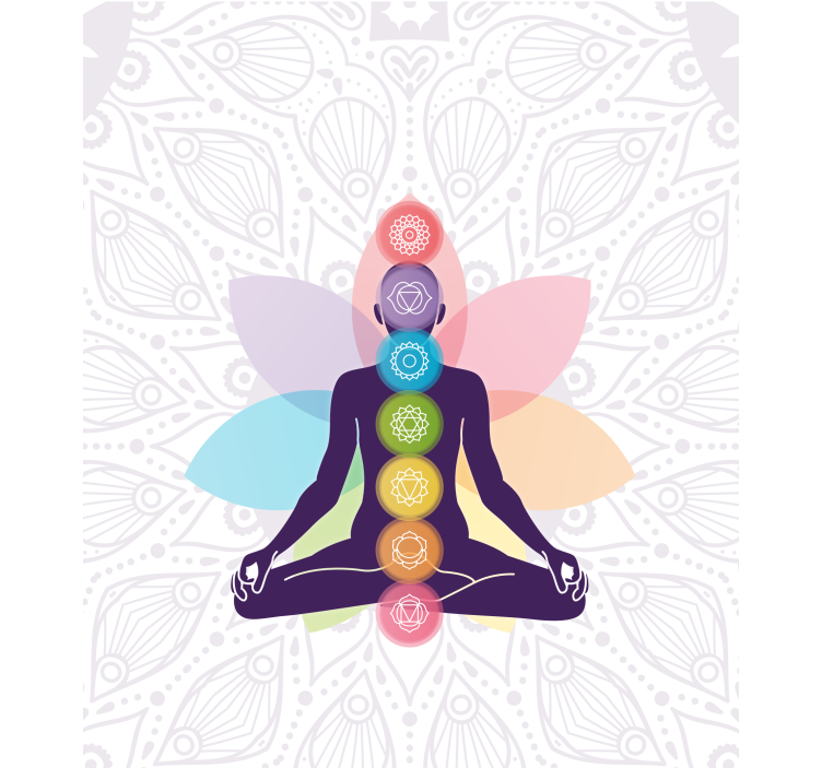 Rulou geam zen figură meditativă cu chakre - TenStickers