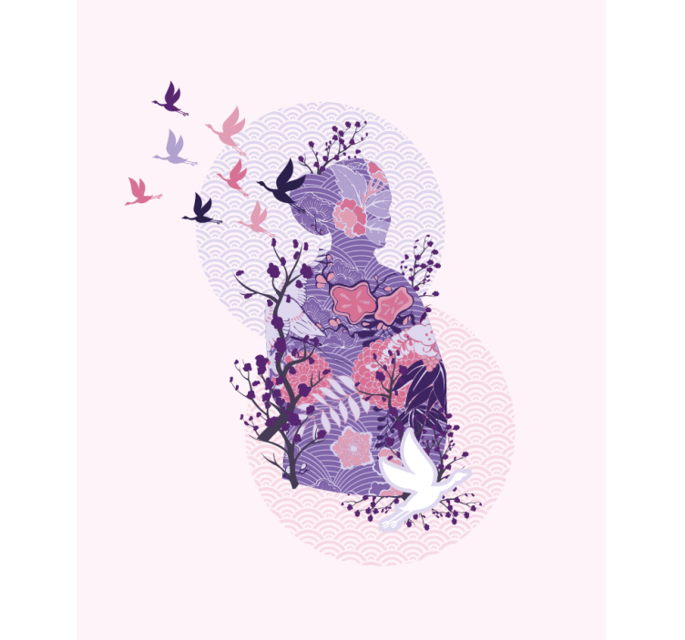 Rulou geam flori și plante arta siluetei florale - TenStickers