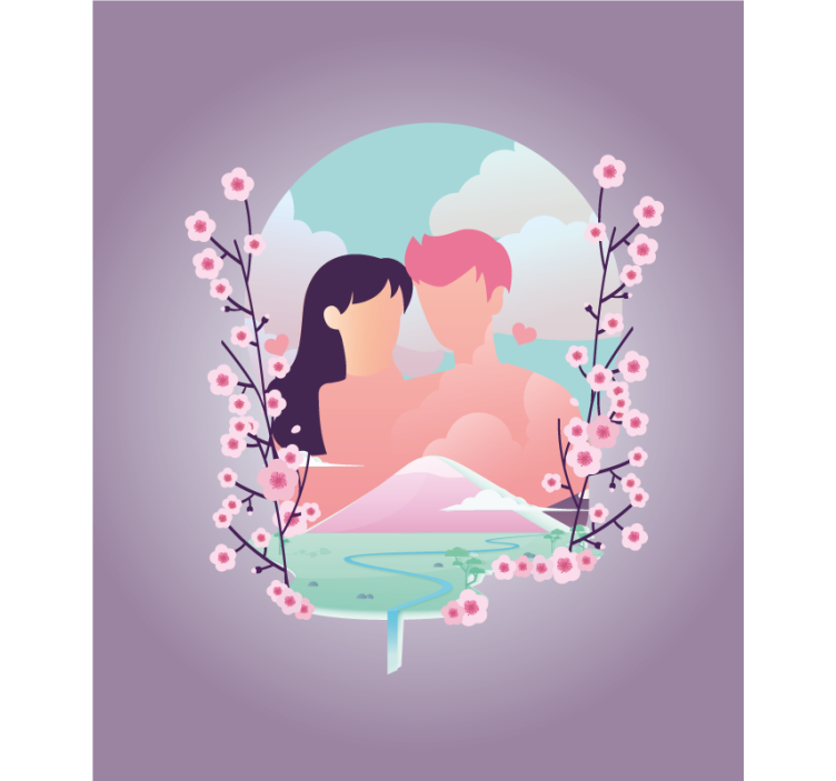 Rulou geam romantic cuplu în mijlocul înfloririi - TenStickers