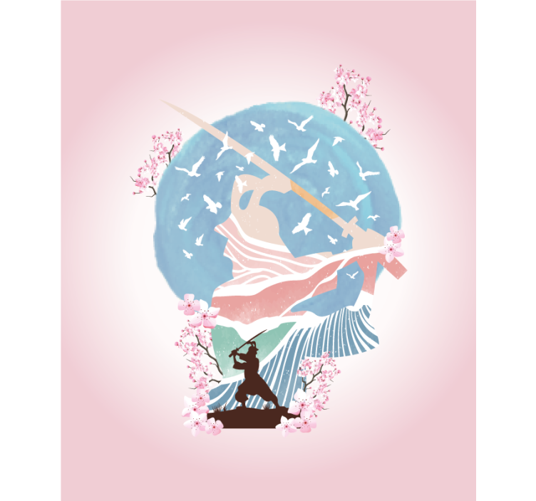 Rulou geam cu desene silueta elegantă de samurai - TenStickers