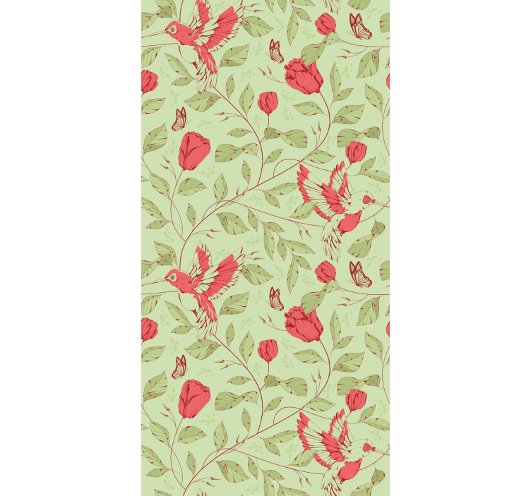 Rulou geam flori și plante colibri și flori - TenStickers