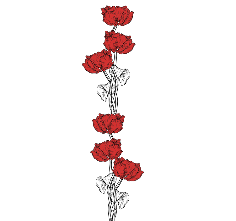 Rulou geam flori și plante flori roșii elegante - TenStickers