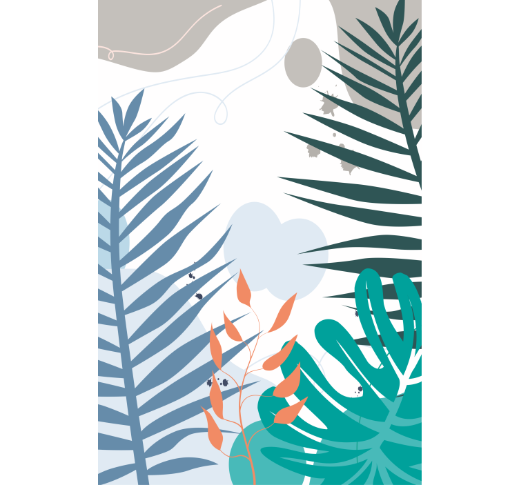 Rulou geam flori și plante frunze mari tropicale - TenStickers