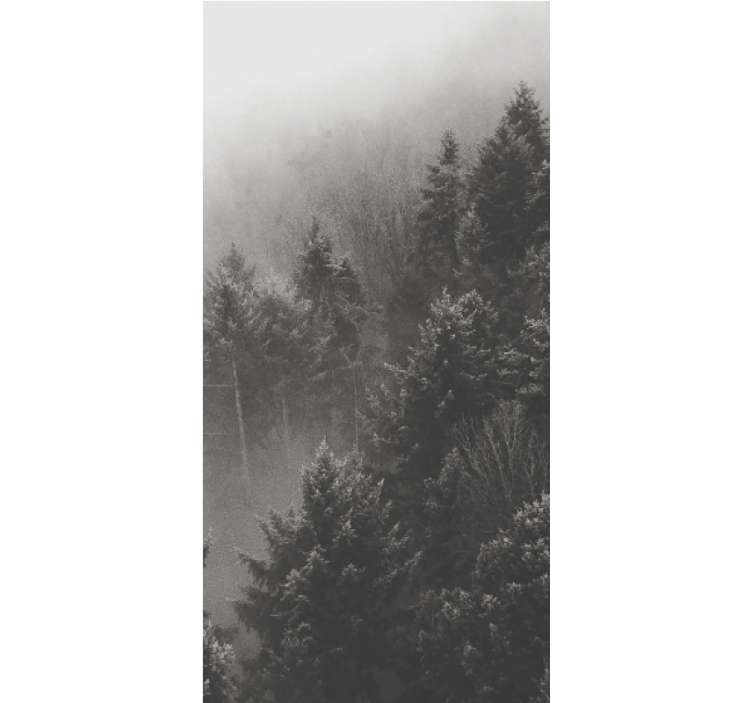 Rulou geam copaci silueta de pădure gri - TenStickers