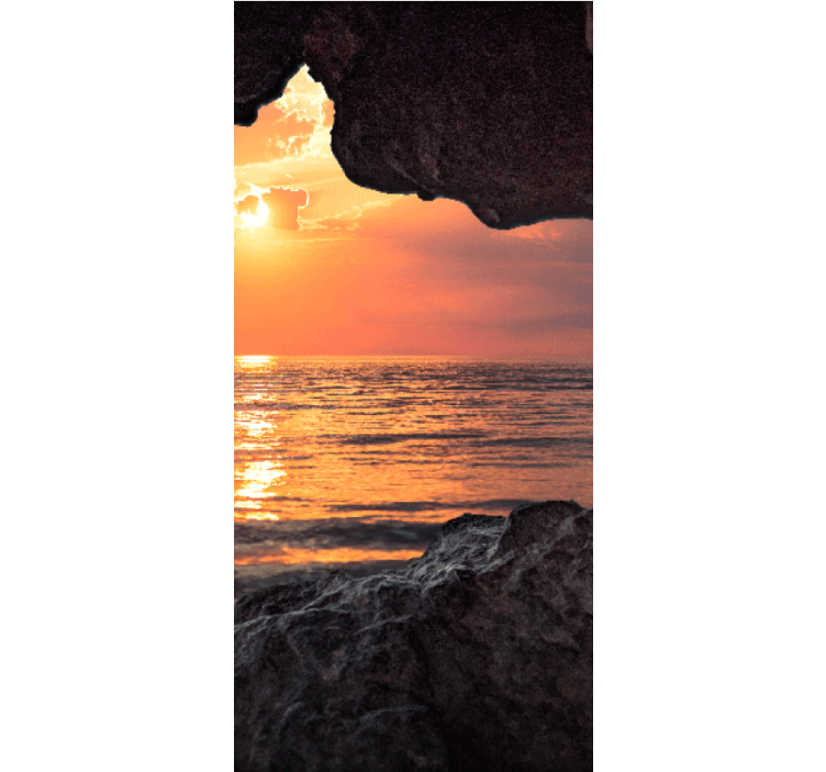 3d cave sunrise ocean original roller roll - TenStickers