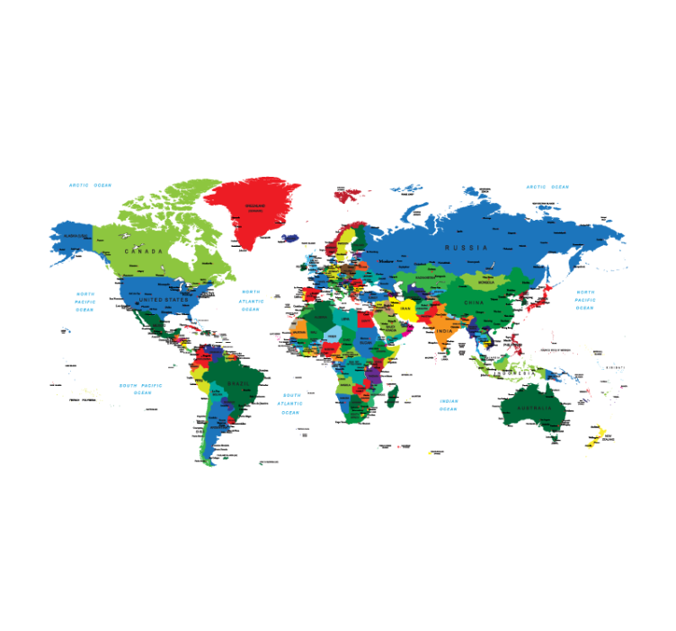 Rulou geam harta lumii cartografie politică - TenStickers