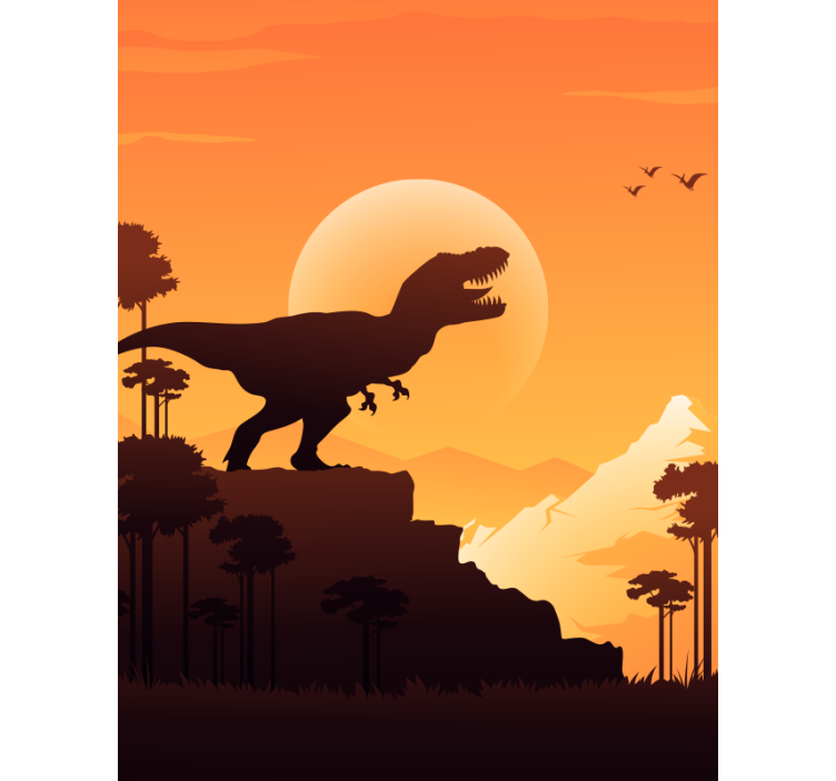 Rulou geam dinozauri silueta t-rex - TenStickers