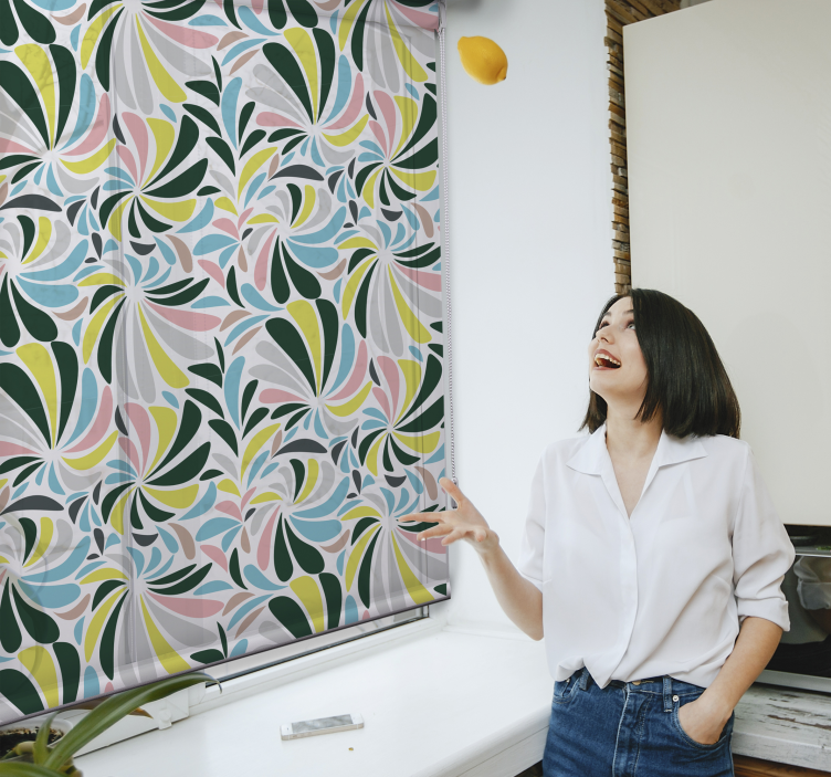 Rulou geam flori și plante model floral elegant - TenStickers