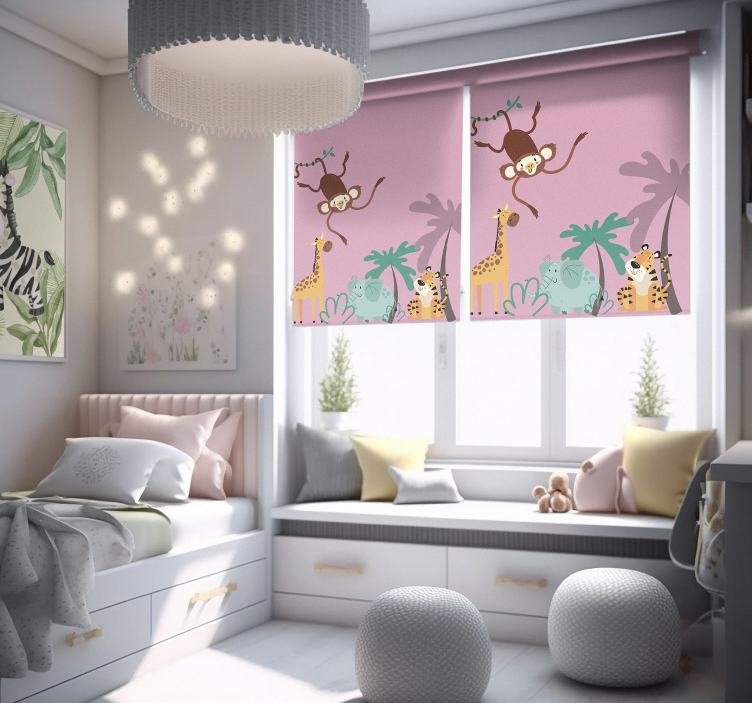 „boho” copii jungle diverse animale Rulouri - TenStickers