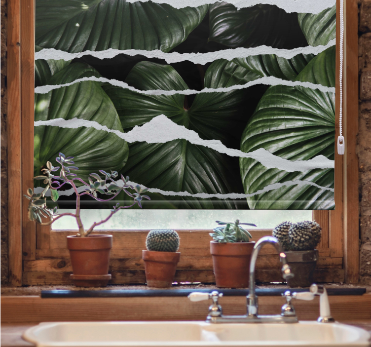 Frunze cu jaluzea de dormitor principal din hârtie ruptă - TenStickers