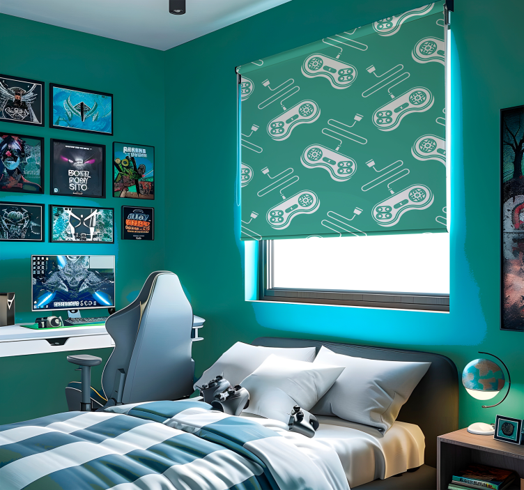 Jaluzele cu rolete Geek model de control alb retro - TenStickers