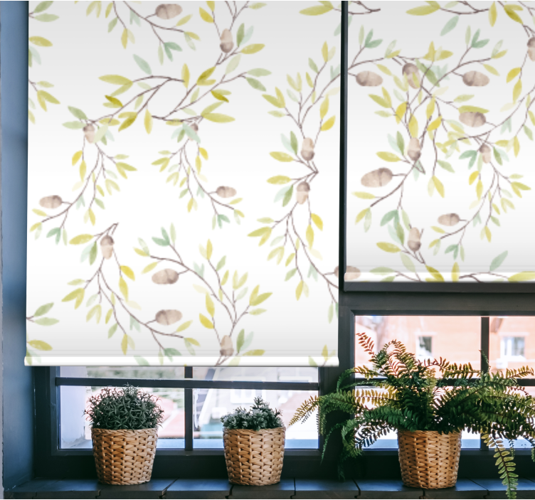 Original acuarelă frunze verzi baie Rulouri - TenStickers