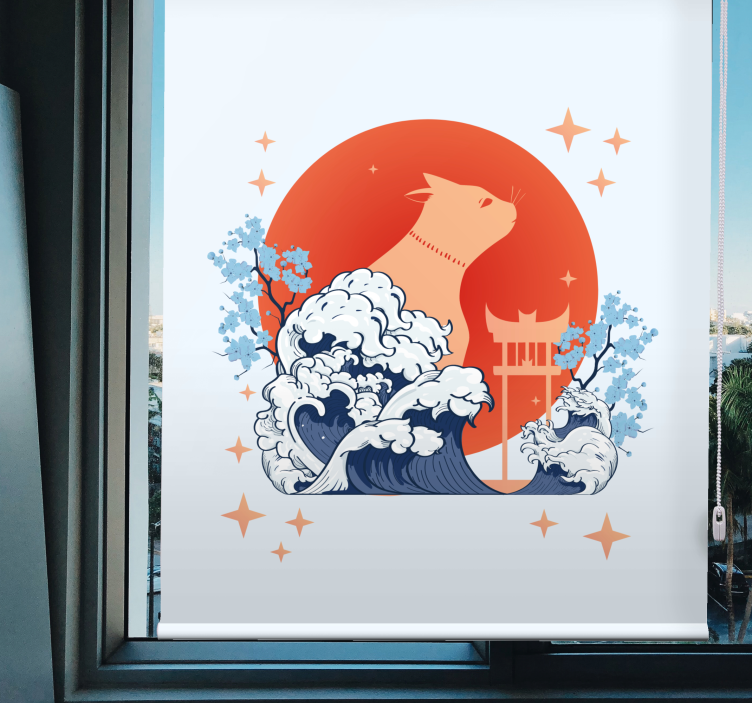 Rulou geam animale pisica cu valuri - TenStickers