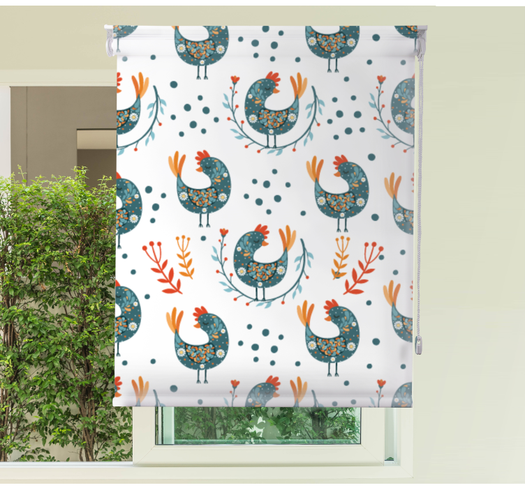 Rulou geam animale pui albastru cu pene - TenStickers