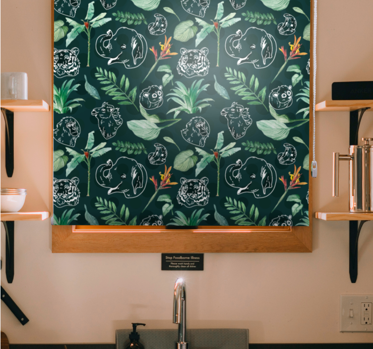 Rulou geam animale schiță animală florală - TenStickers