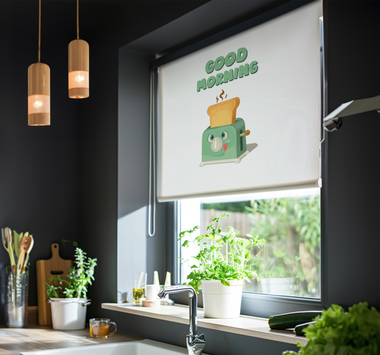 Rulou geam bucătărie buna dimineata cu toaster - TenStickers