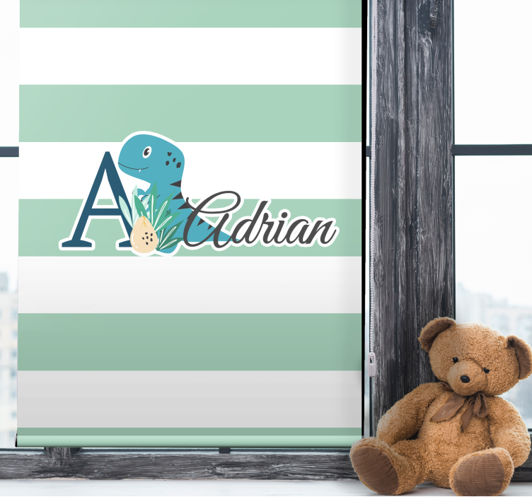 Rulou geam pentru copii dinozaur în dungi cu nume - TenStickers