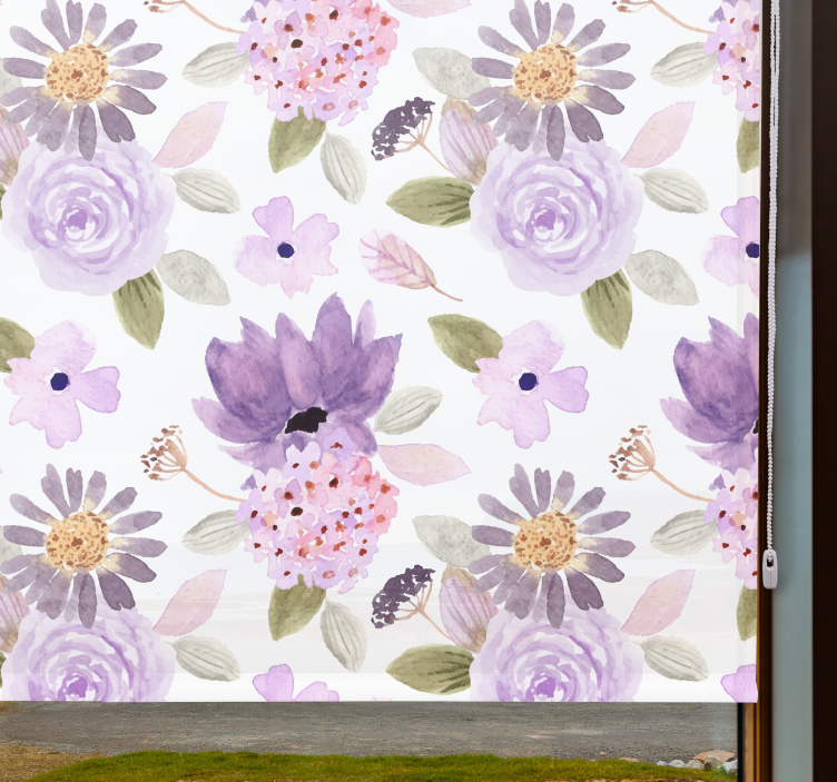 Rulou geam floral model de flori violet - TenStickers