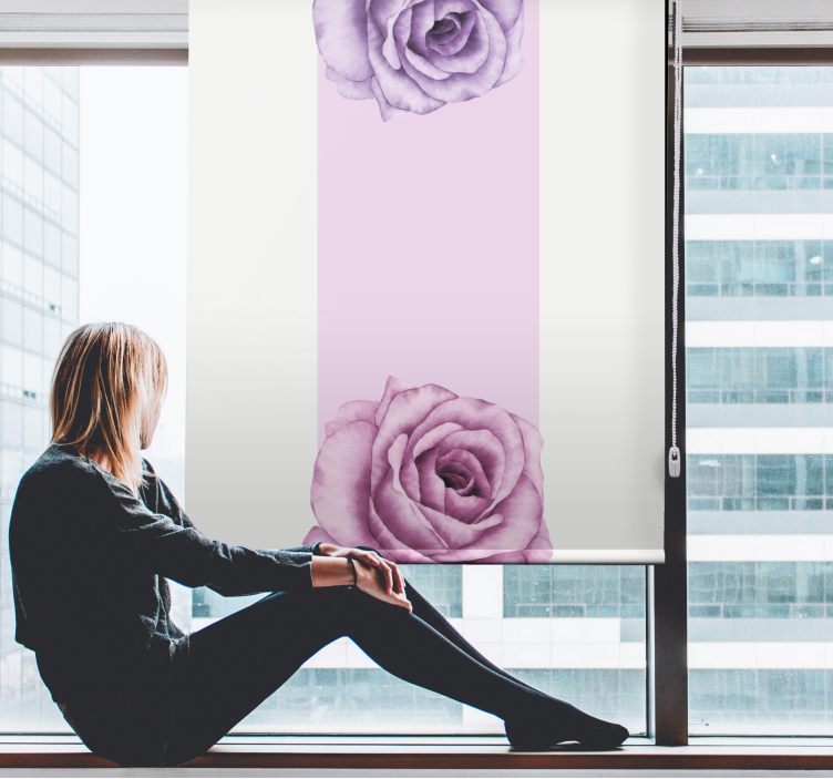 Rulou geam flori și plante accent de trandafir violet - TenStickers