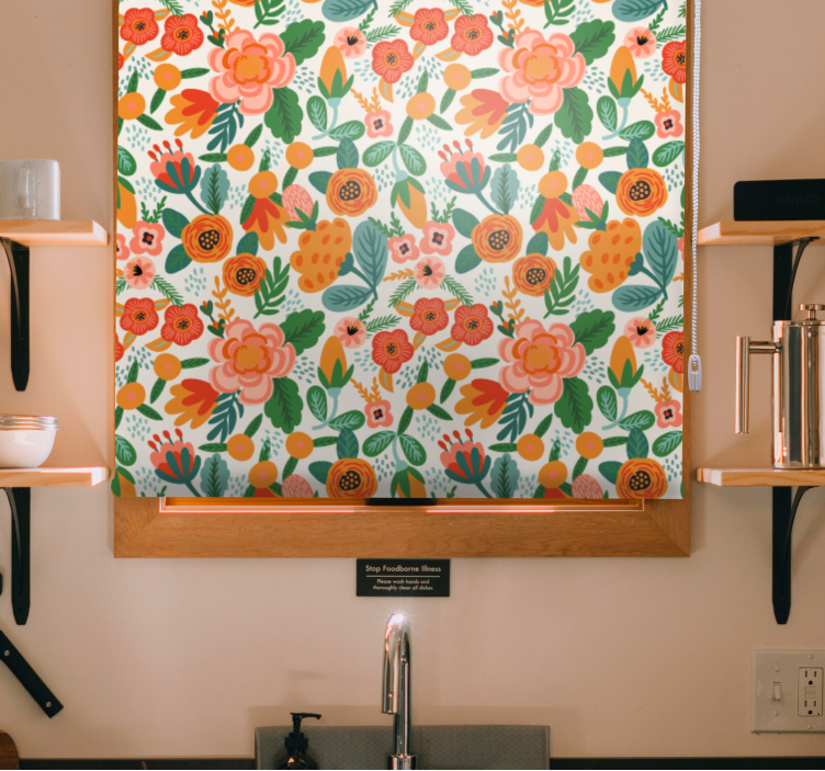 Rulou geam flori și plante design aranjament floral - TenStickers