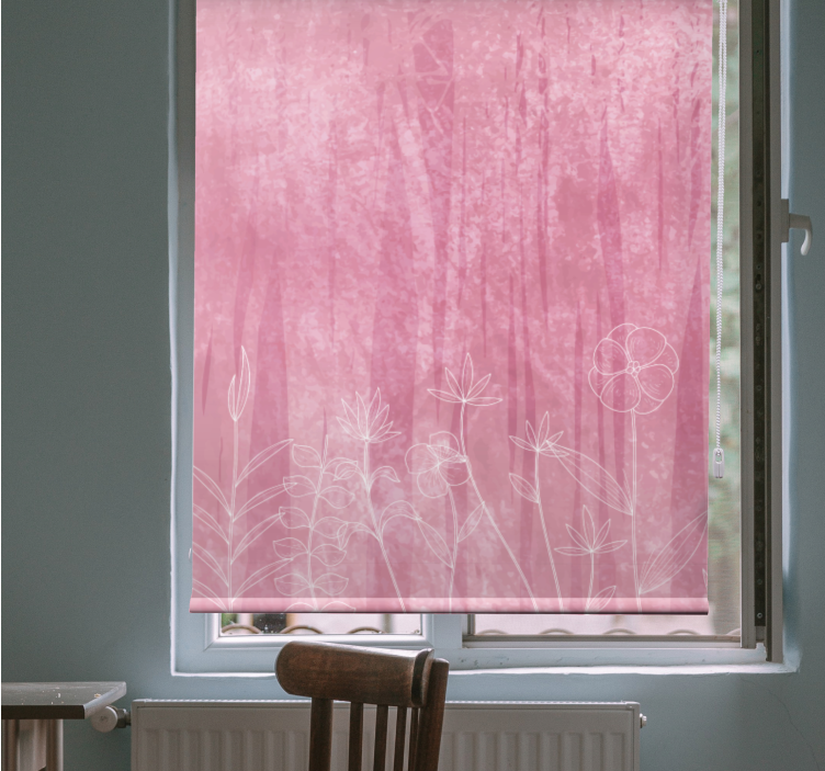 Rulou geam flori și plante design de siluetă florală - TenStickers