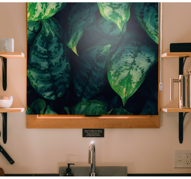 Rulou geam flori și plante frunze verzi vibrante - TenStickers