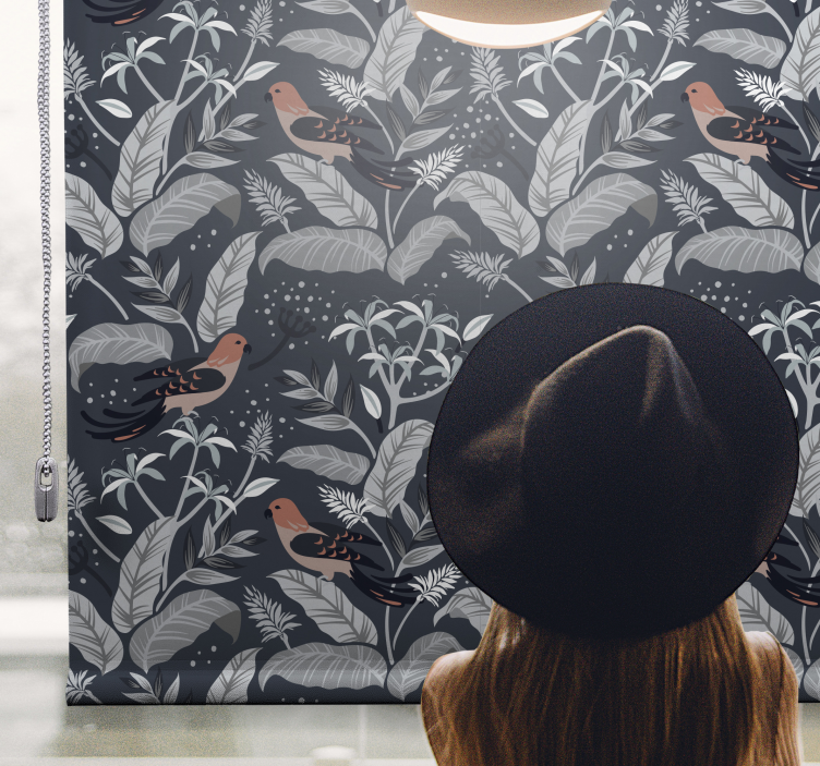 Rulou geam flori și plante model de frunze de păsări - TenStickers