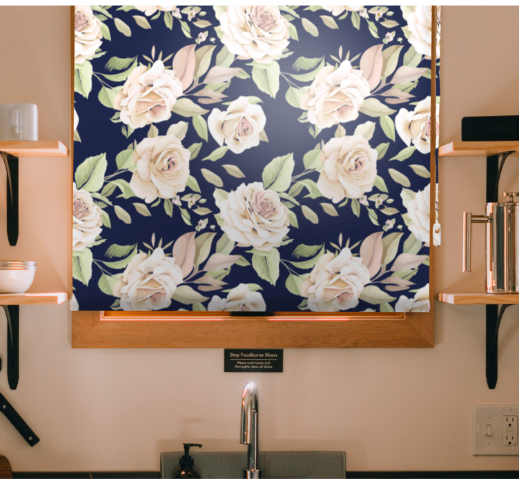 Rulou geam flori și plante model de trandafiri floral - TenStickers