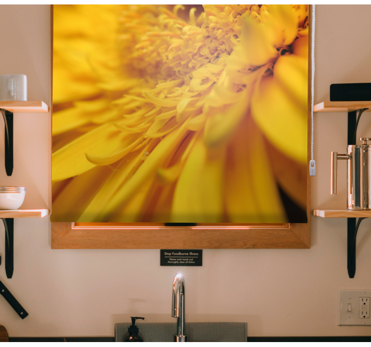 Rulou geam flori și plante prim-plan galben - TenStickers