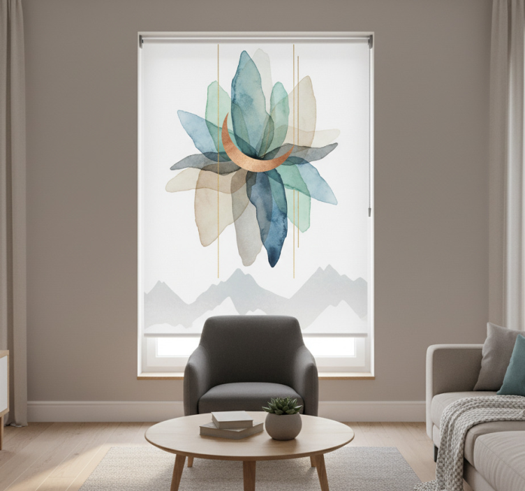 Rulou geam nordic peisaj montan abstract colorat - TenStickers