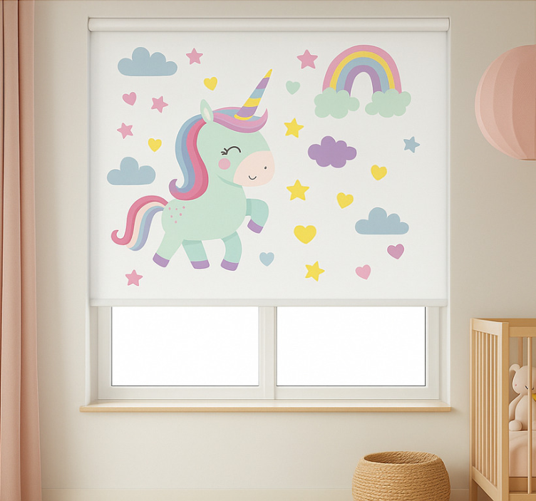 Rulou geam pentru copii design colorat de unicorn - TenStickers