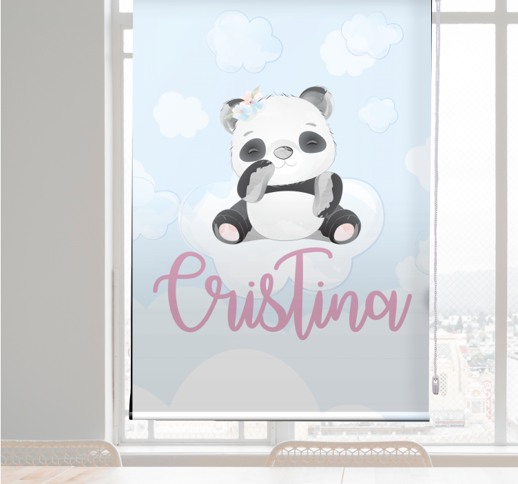 Rulou geam pentru copii pui de panda stând cu nume - TenStickers