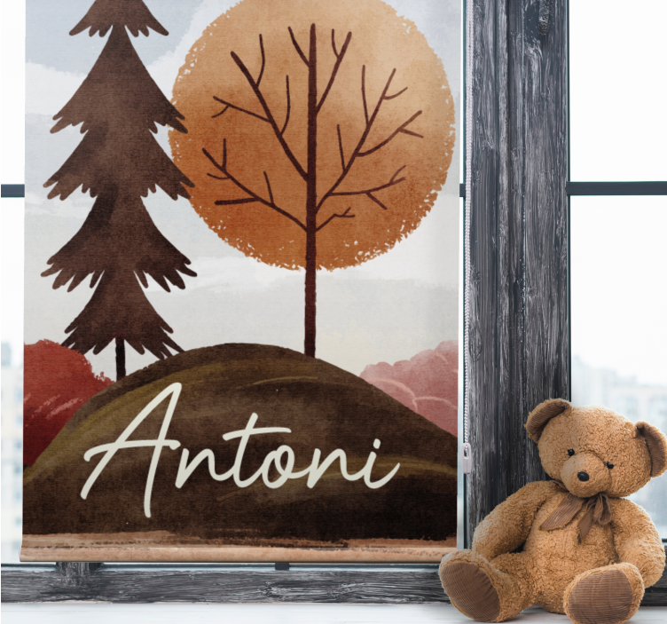 Rulou geam pentru copii pădure nordică cu nume - TenStickers