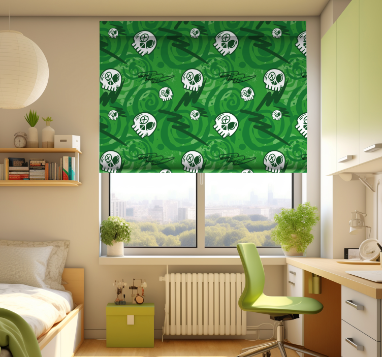 Rulou geam tineret cranii graffiti - TenStickers